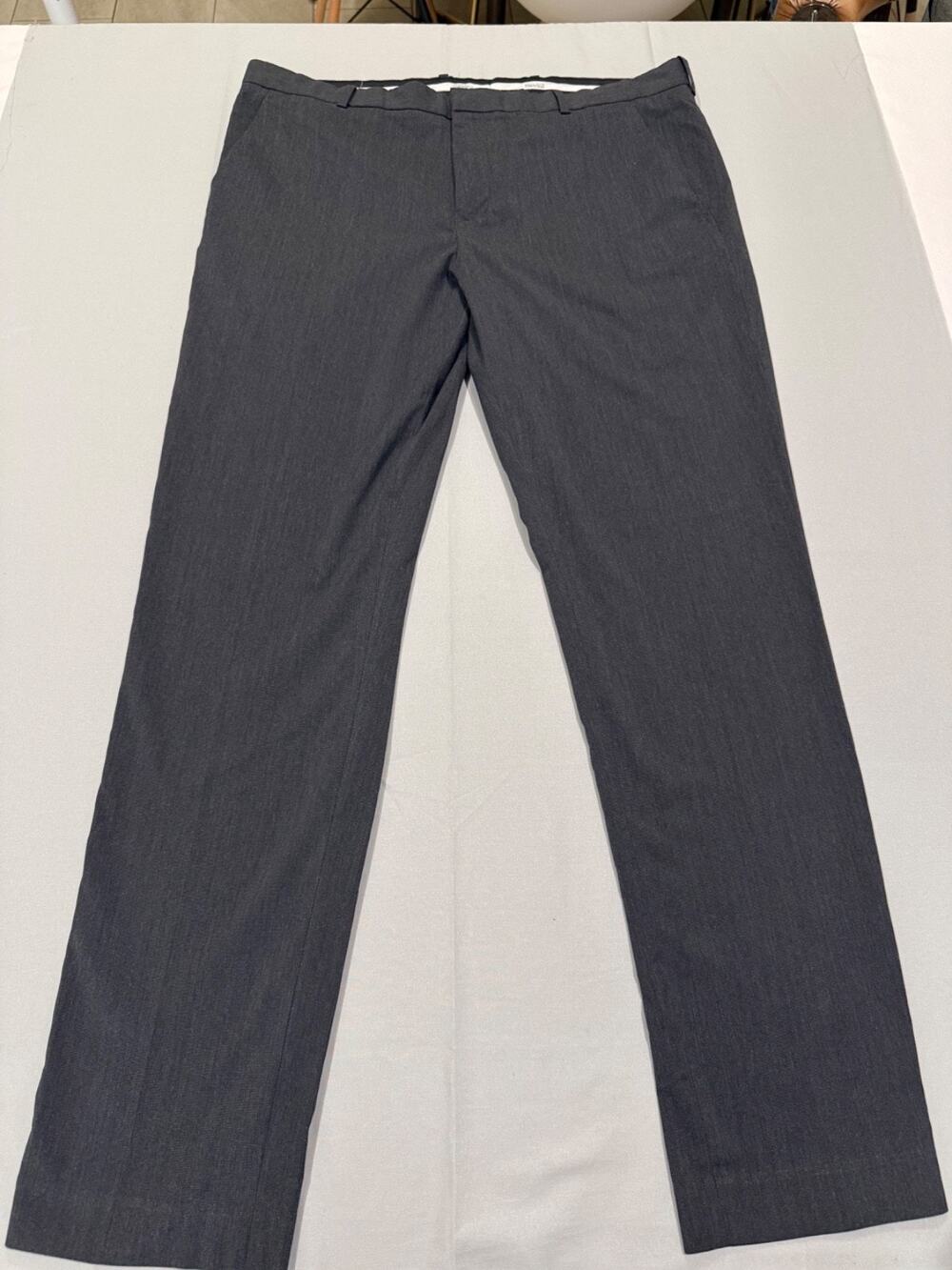Perry Ellis Portfolio Mens 38x32 Very Slim Stretch Dress Pants Gray
